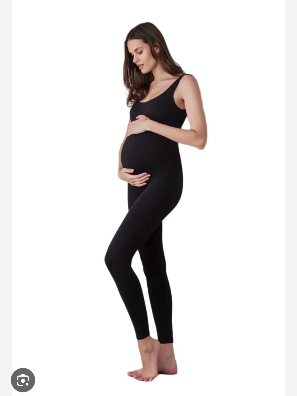 Seamless Black Maternity Tank Jumpsuit
